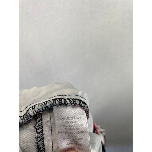 Adrianna Papell Women's Pants Size 12 Red White Floral Print Ankle Cropped - Picture 7 of 10